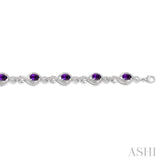 Oval Shape Silver Gemstone & Diamond Bracelet