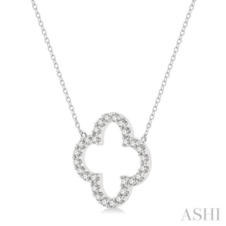 3/8 Ct Diamond Clover Designer Pendant 14k White Gold