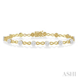 1 1/2 ctw Circular Mount & Infinity Link Lovebright Round Cut Diamond Bracelet in 14K Yellow and White Gold