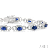 Oval Shape Gemstone & Diamond Bracelet