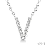 'V' Initial Diamond Pendant