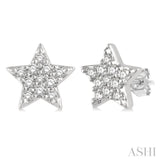 1/10 ctw Star Of David Round Cut Diamond Petite Fashion Earring in 14K White Gold